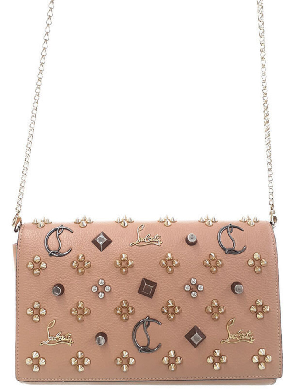 Christian Louboutin Paloma Clutch black leather metal spikes